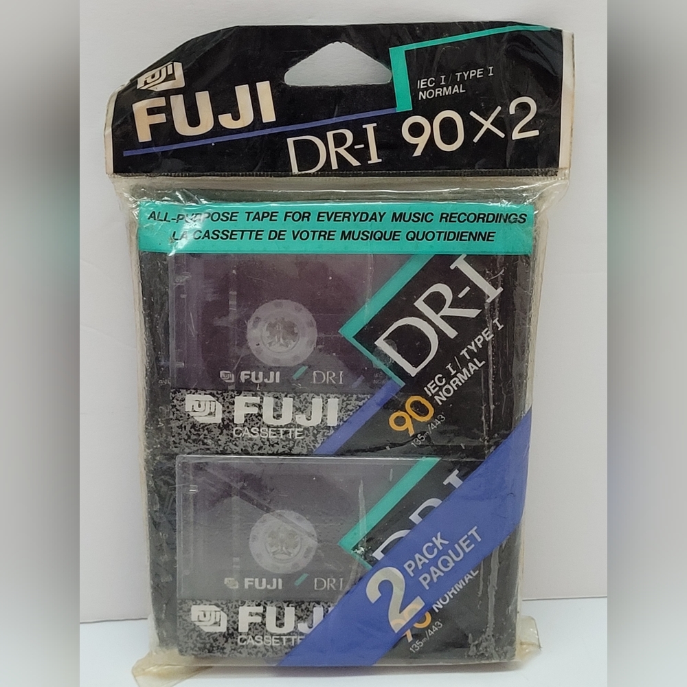 Sealed Fuji DR-I 90 Minute Extraslim Cassette Tapes (IEC I/Type I-Normal) 2-Pack